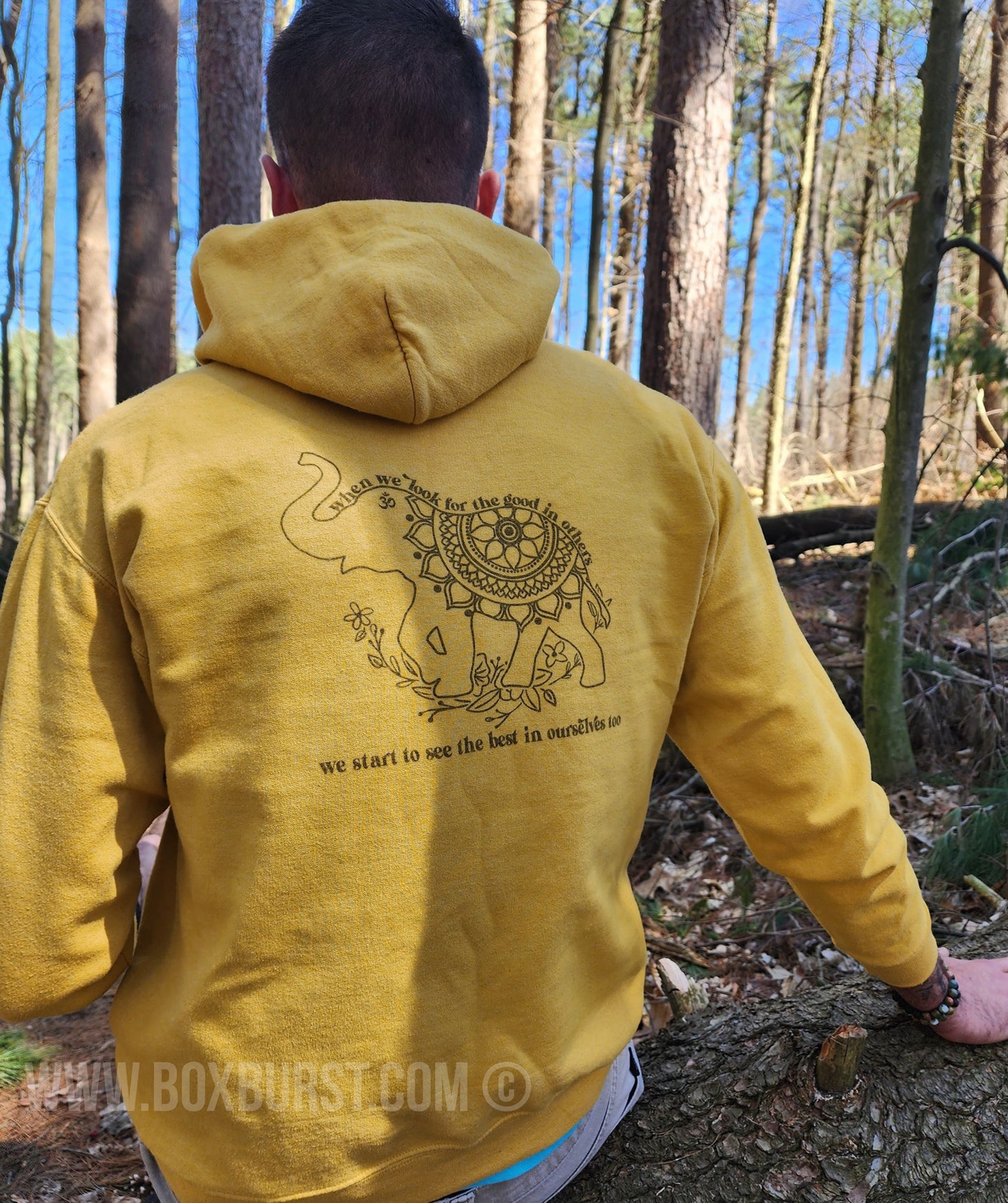 Om Elephant See the Good in Others unisex adult hoodie ink print